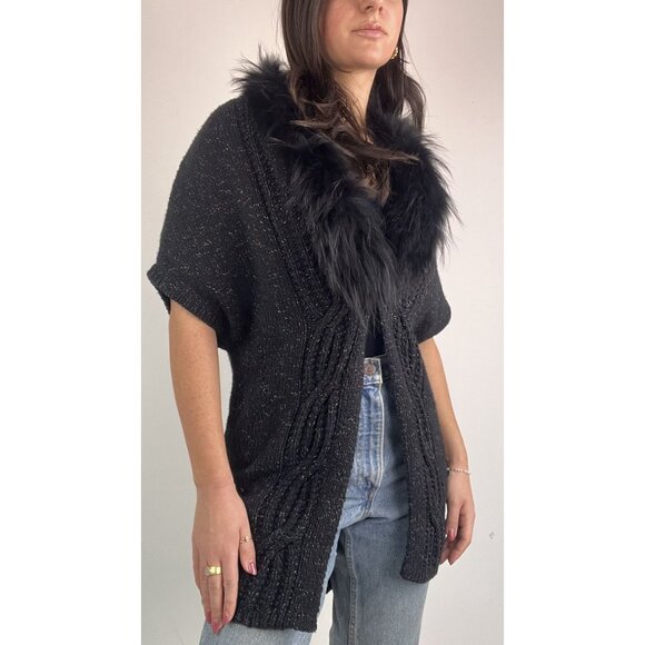 Olsen Europe Fur Trim Cardigan Sweater - Picture 12 of 16